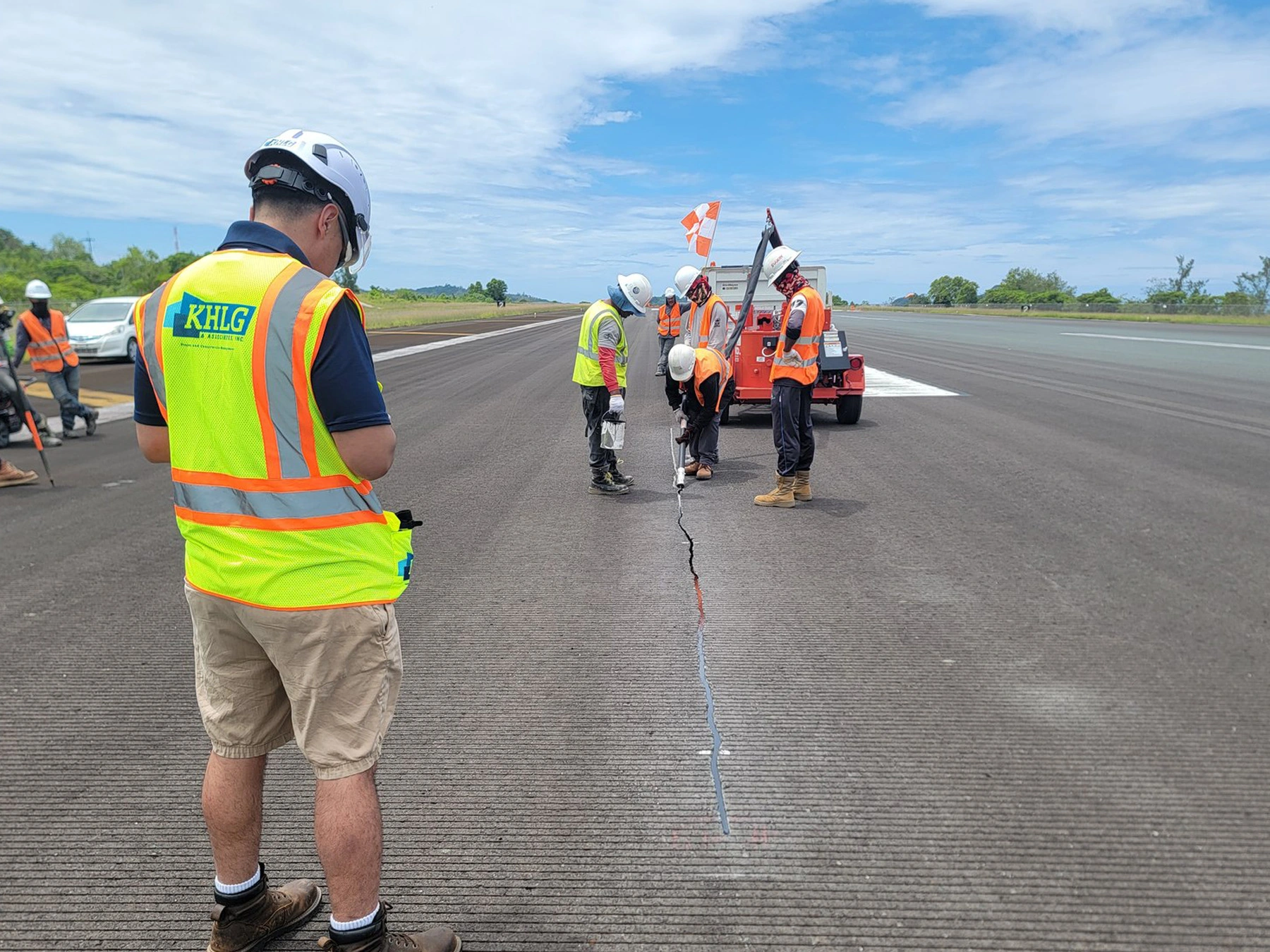 KHLG team inspecting airfield pavement infrastructure
